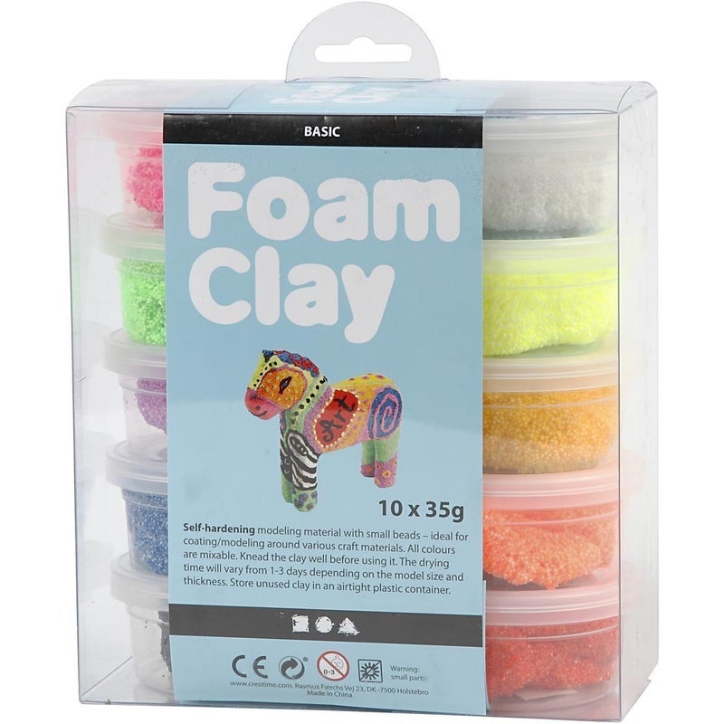 Foam Clay Helmimassa, v&auml;rilajitelma 10 rasiaa