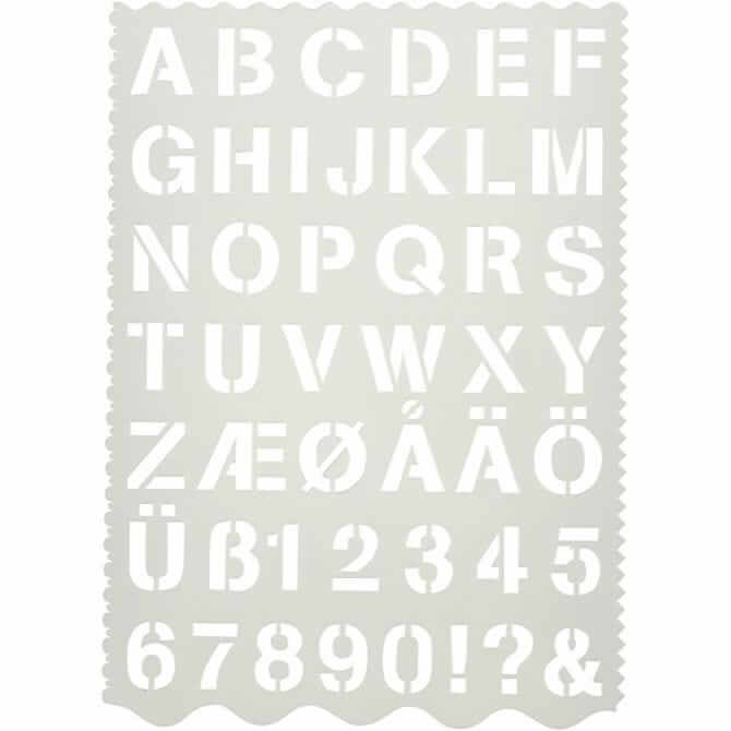 Muovisabloni kirjaimet, numerot ja symbolit