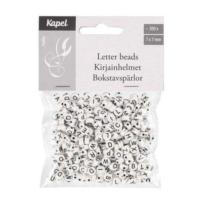 Kirjainhelmet mustavalkoinen 300 kpl