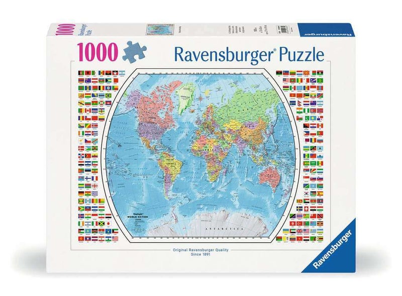 Ravensburger Maailmankartta ja liput palapeli, 1000 palaa